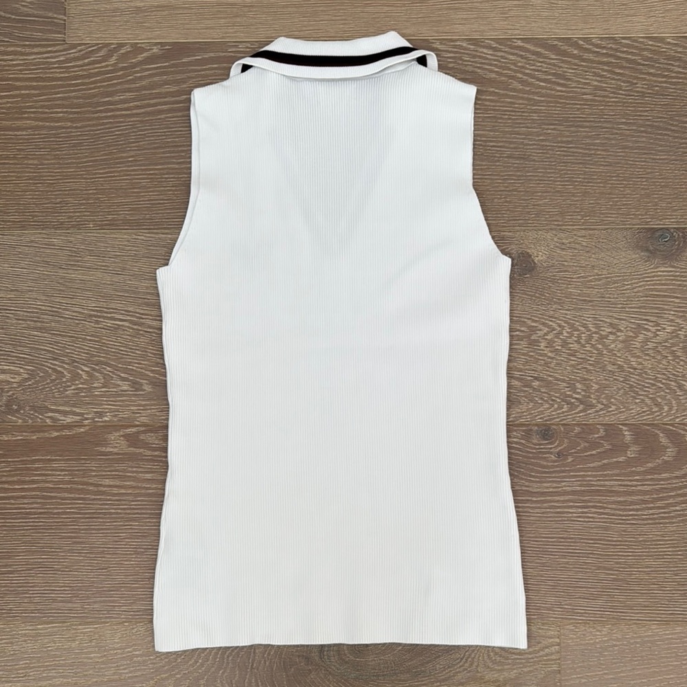 Tory Burch White Sleeveless Polo Tank Top - Picture 4 of 5